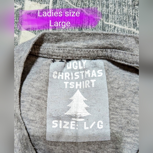 Ugly Christmas T shirt, ladies size LG, cute polar bear design, Good used con. - Picture 2 of 10